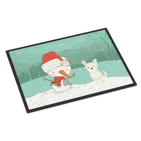 Carolines Treasures 18 x 27 in. Westie Terrier Snowman Christmas Indoor or Outdoor Mat CK2097MAT